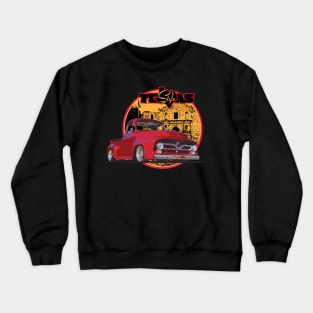 Texas-Style Custom Ford Truck Alamo scene red, gold and black colors Crewneck Sweatshirt